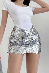 Sexy Minirock mit großer Paillettenbesatz und hoher Taille und Po